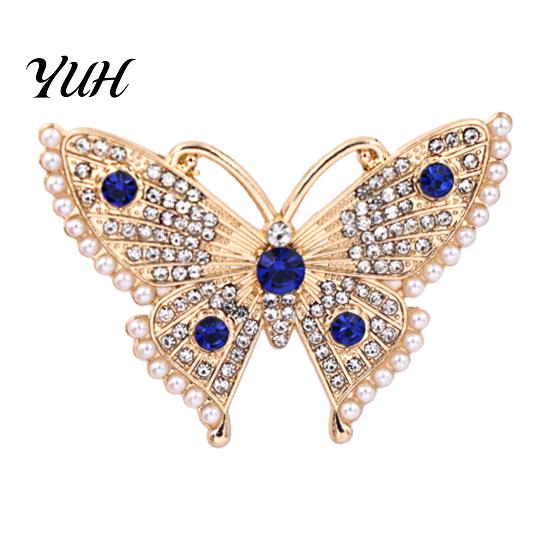 Daily Wear Jewelry Women Rhinestone Butterfly Brooch Pin, Vintage Insect Alloy Badge Pin Accessories for Wedding Party Prom Backpack Decoration Pins