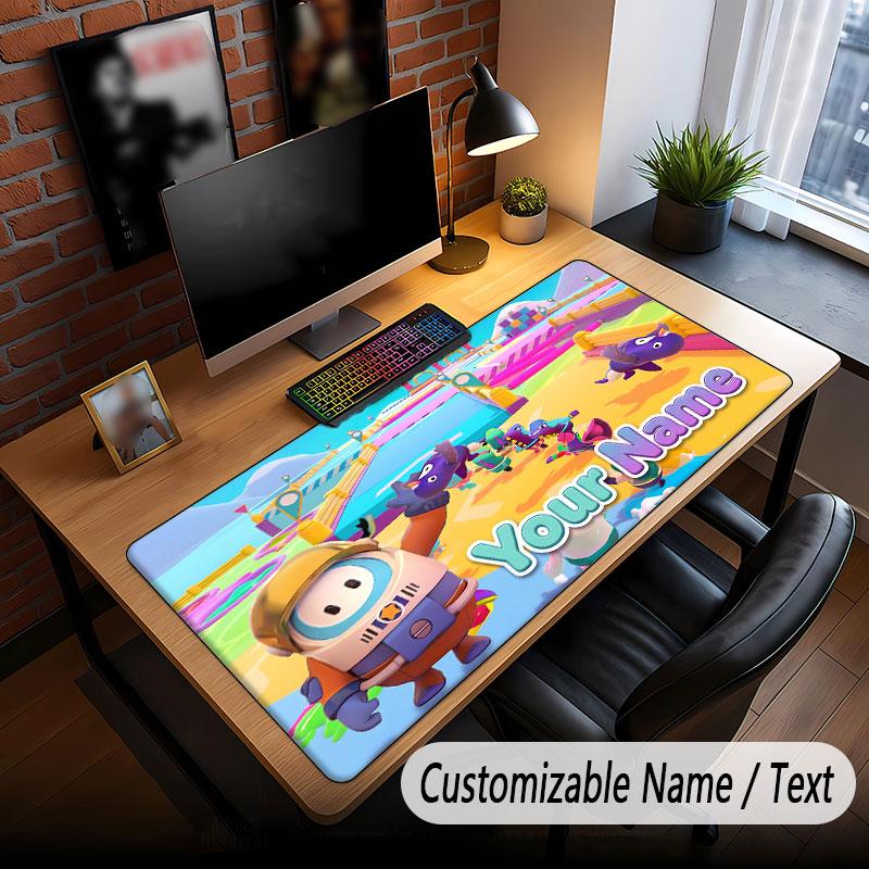 Custom Name Text Big Mouse Pad,Fall Guys Soft Non Slip Extended Desk Mat For Home Office
