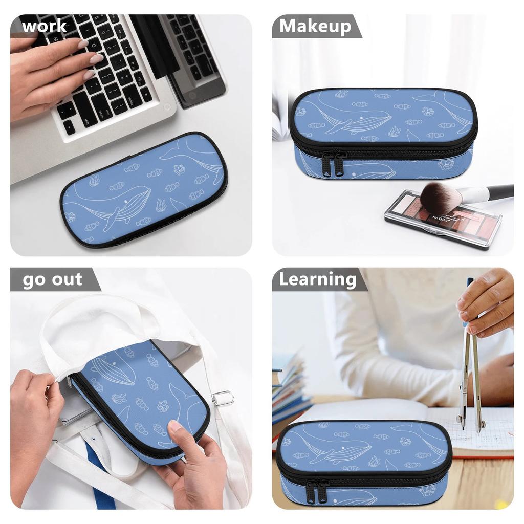 Pen Case Scratch Resistant Polyester Roomy Interior Zipper Closure with Main Compartment Mesh Pocket and Pen Slots for Boys Girls