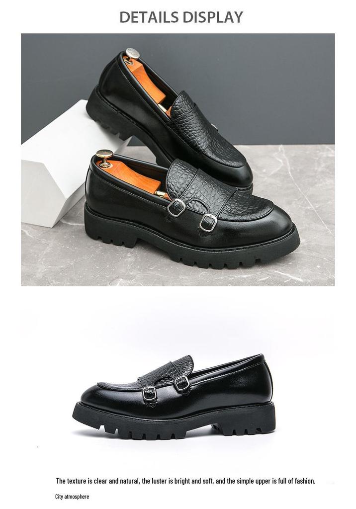 Men's Summer Slip-On Leather Loafers - Casual, Thick Sole, Height-Boosting Moccasins