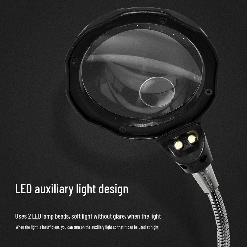Illuminated Desktop Magnifier Soldering Stand with Clips and Iron Holder