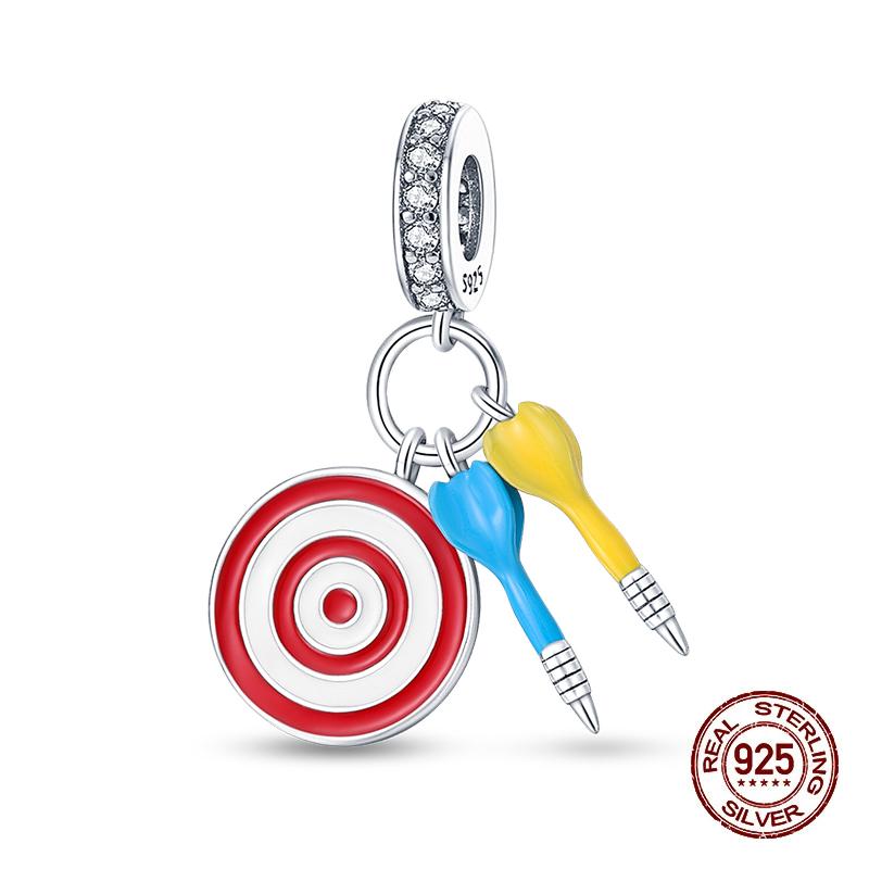 Copper Color Basketball Football Badminton Sports Series Charms Beads Fit Pandach Original Bracelets Diy Jewelry Gifts