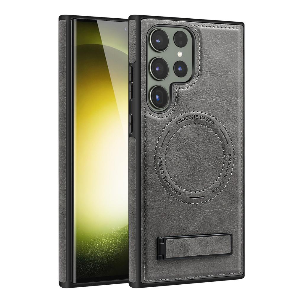 Suitable for Samsung S24 Ultra Mobile Phone Case S23Plus Bracket S22 Magnetic Magsafe Leather Case