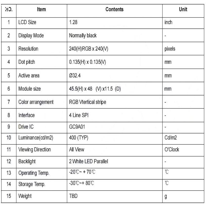 1.28 Inch 4 Wire SPI Interface TFT LCD Module Color Round Screen Display Adapter PCB Board RGB 240*240 GC9A01 Drive