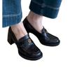 Washed horse leather~ Leather high-heeled loafers for women's spring and autumn new temperament single shoes with one foot on British style smal