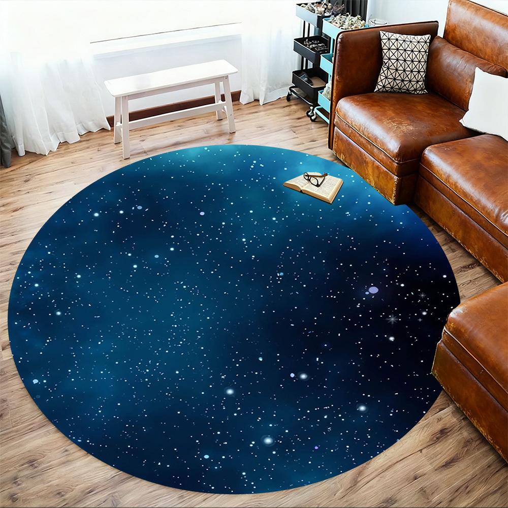 1pc Galaxy Starry Round Chair Mat Area Rug - Non-Slip, Floor Mat for Office, Bedroom, Home Decor Christmas Gift P0811157