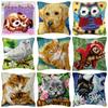 Cartoon Cat Animal Latch Hook Embroidery Pillow Knotted Stitch Embroidery Kit Diy Hand Hooks Knitted Carpet Latch Hook Rug Kits