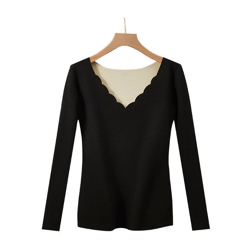 Зимнее женское термобелье Plus Velvet Warm Thermo Lingerie Crop Top Long Thermo Shirt Women L чёрный