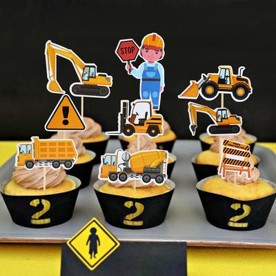 Baufahrzeug-Party Bagger Kuchen Topper Geburtstag Party Dekorationen Kinder Jungen Engineering Truck 1. Geburtstag Dekor