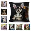 Husă de pernă drăguță cu câine Chihuahua, decor, față de pernă fermecătoare cu animal de companie, poliester, husă de pernă decorativă pentru canapea, casă, mașină, 45x45cm