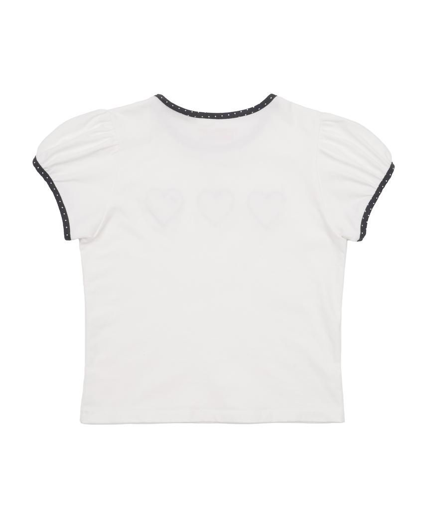 HIGH SCHOOL DISCO Heart Applique Dot Short Sleeve