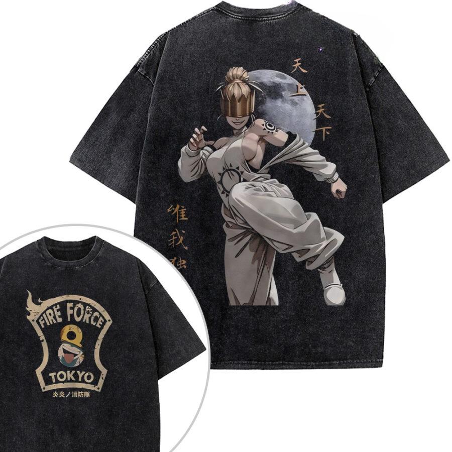 Manga Fire Force Haumea Printed Tee Men Women Short Sleeve Clothing Washed Cotton T-shirt Vintage Casual T Shirt Harajuku Tshirt S чёрный