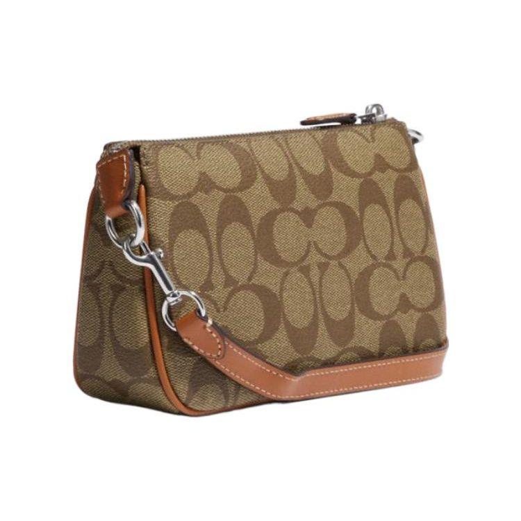 Coach Nolita 19 Silver Letter Metal Logo Patch Classic Jacquard Leather Clutch Bag Women Clutch Brown CK383-SVOT8
