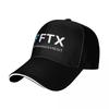 FTX RISK UnisexAGEUnisexT LOGO BASEBALL CAP BLACK WITH WHITE TRIM AND BLUE ACCENT DESIGN FOR ADULTS FASHIONABLE AND DURABLE HAT