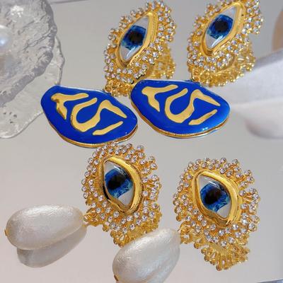 Augen Runde Diamantohrringe Mode Vintage Temperament Ohrringe Nische Mittelalterliche Vntage Ohrringe