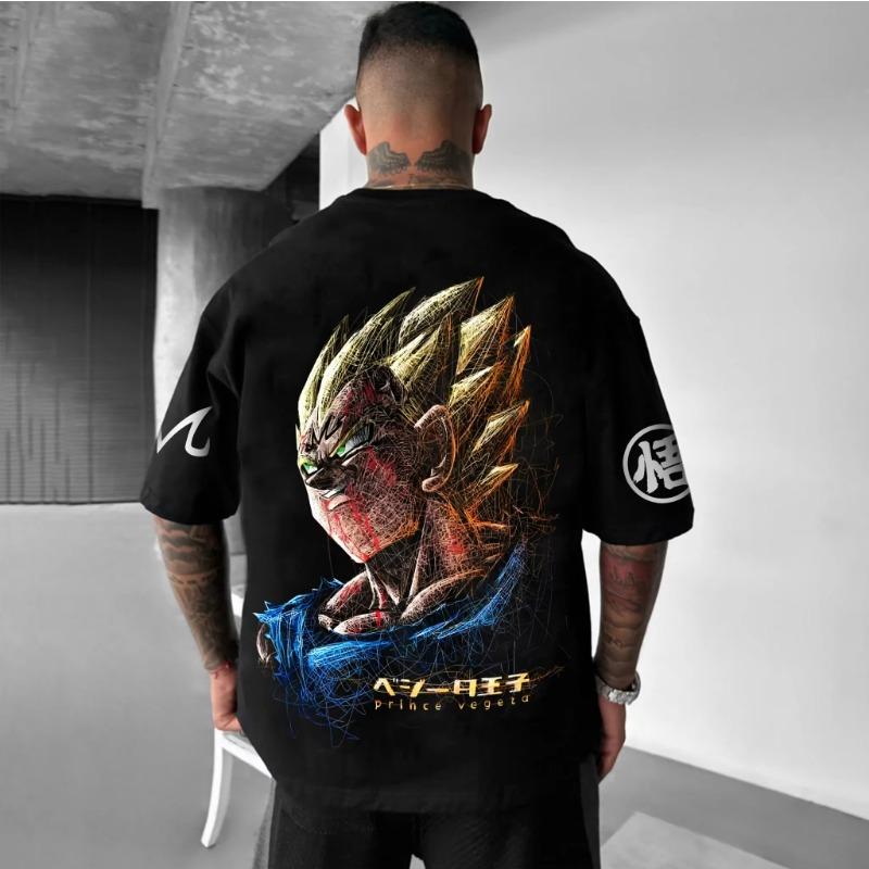 Dragon Ball GOKU Peripheral Printed T-shirt Bandai Loose Men's and Women's Summer Sweating Breathable Sports Short Sleeve