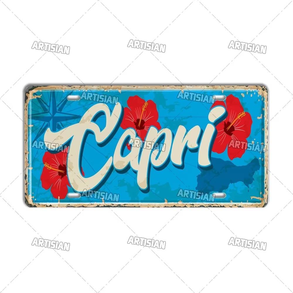 Artisian Italy City State Travel Car Plate Province Metal Sign Landmark License Plate Decorative Tin Plaque Wall Decor Piece