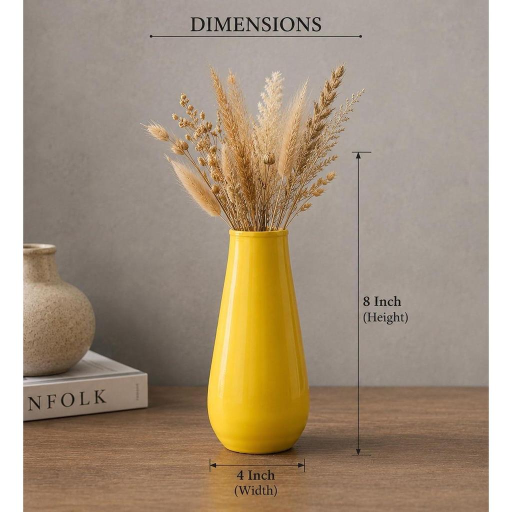 Modern Decorative Metal Vases for Home Dcor, Yellow