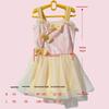 Korean Style Girls' Floral Strappy One-Piece Swimsuit with Bowknot and Gauze Skirt