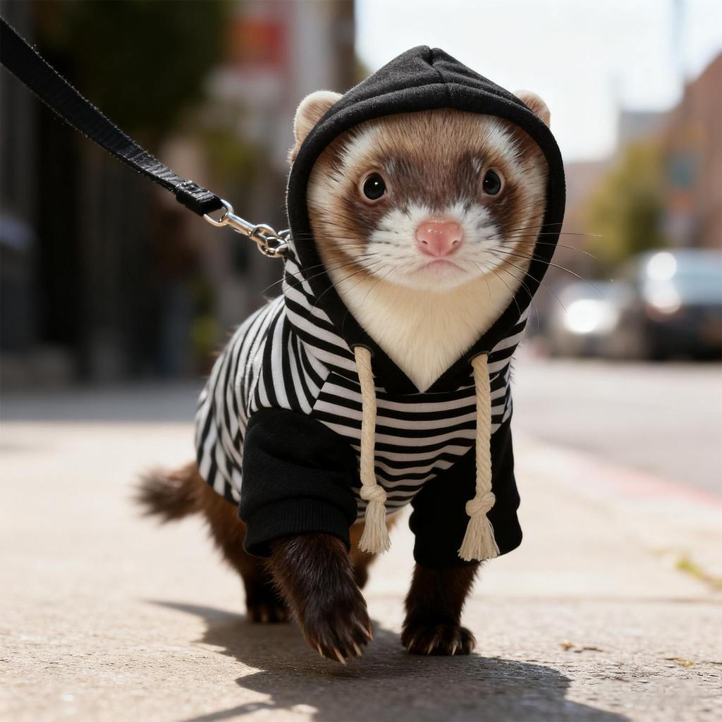 Ferret Hoodie With Harness Soft Comfortable Fun Sweatshirt Small Animal Ferret Sweater For Bunny Squirrels Chinchilla Chihuahua