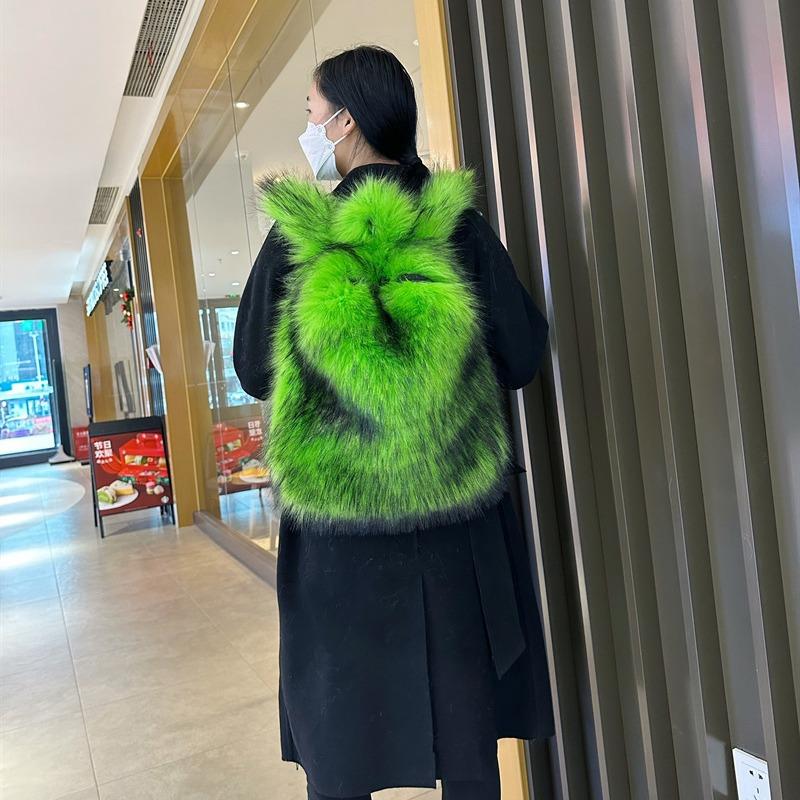 Women Fashion Faux Fur Backpack Cute Plush Travel Bag Stylish Fuzzy Daypack For Daily Use