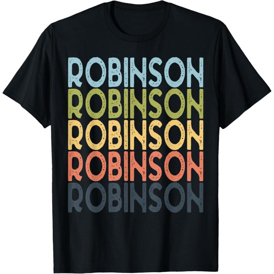 Robinson Family Retro Surname Pattern Vintage Style T-Shirt S