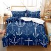 Navy Blue Anchor Theme Bedding Set 3 Pieces Marine Sailor Style Quilt Cover Set Twin Full Queen King Size Bed Linen