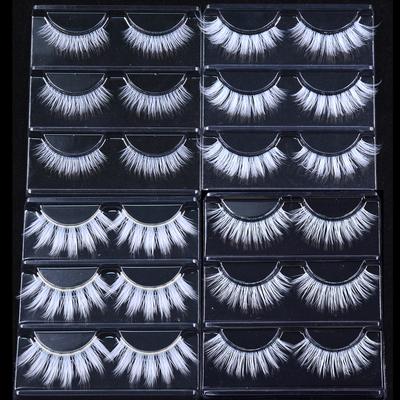 3 Paar flauschige weiße Spitzenwimpern, 3D-natürliche farbige künstliche Wimpern aus veganer Seide für Cosplay, Halloween, Make-up-Party