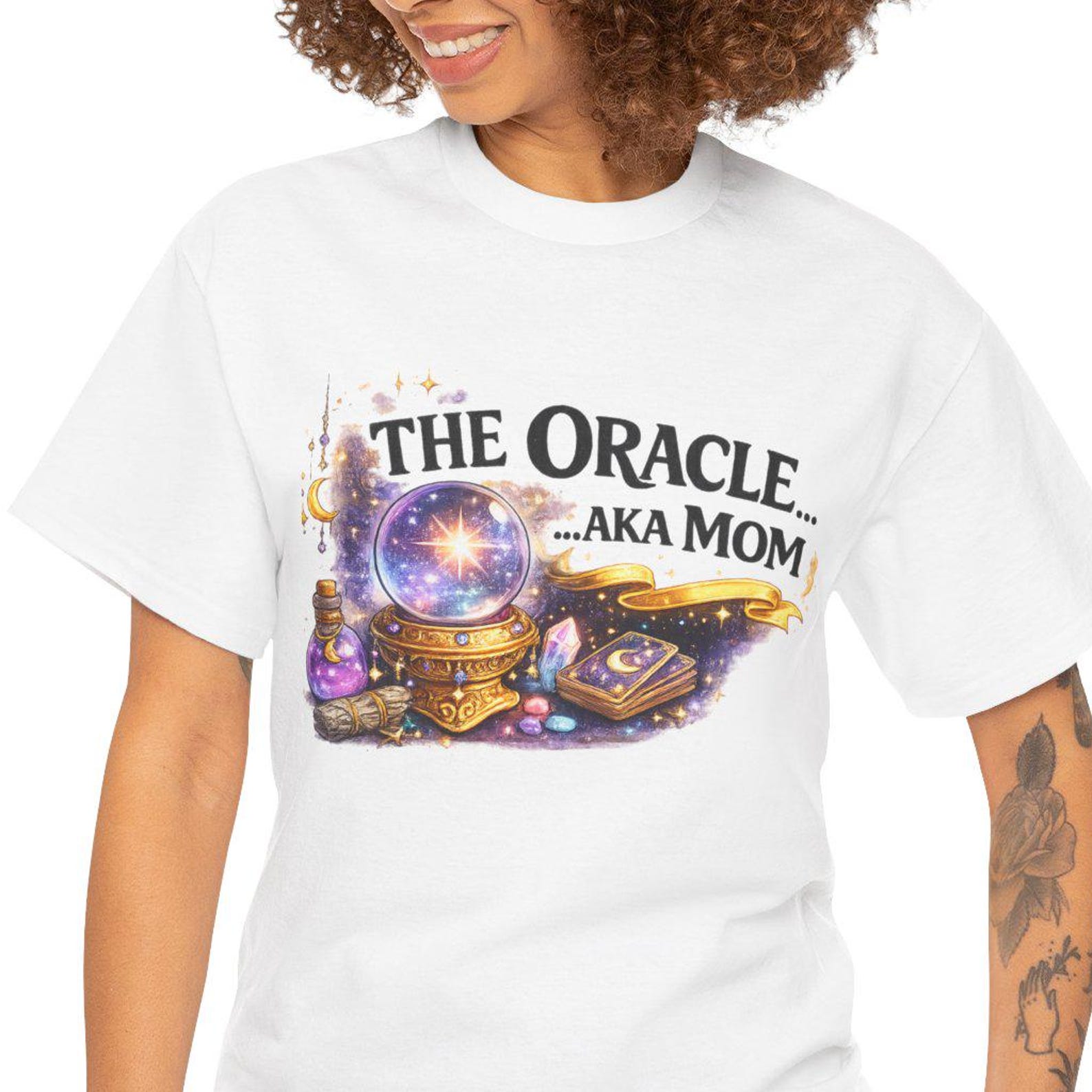The Oracle aka Mom T-Shirt | Crystal Ball Tarot Illustration S