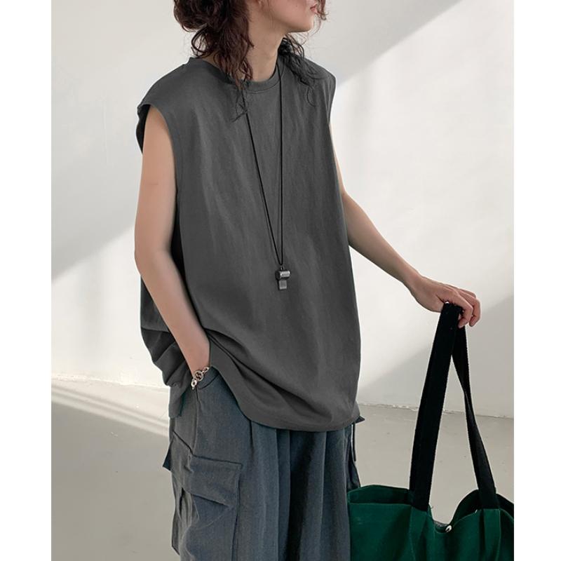 Summer New Kam Shoulder Basketball Sweatshirt Sports Tank Top Men's Sleeveless T-shirt Loose Trendy Large Solid