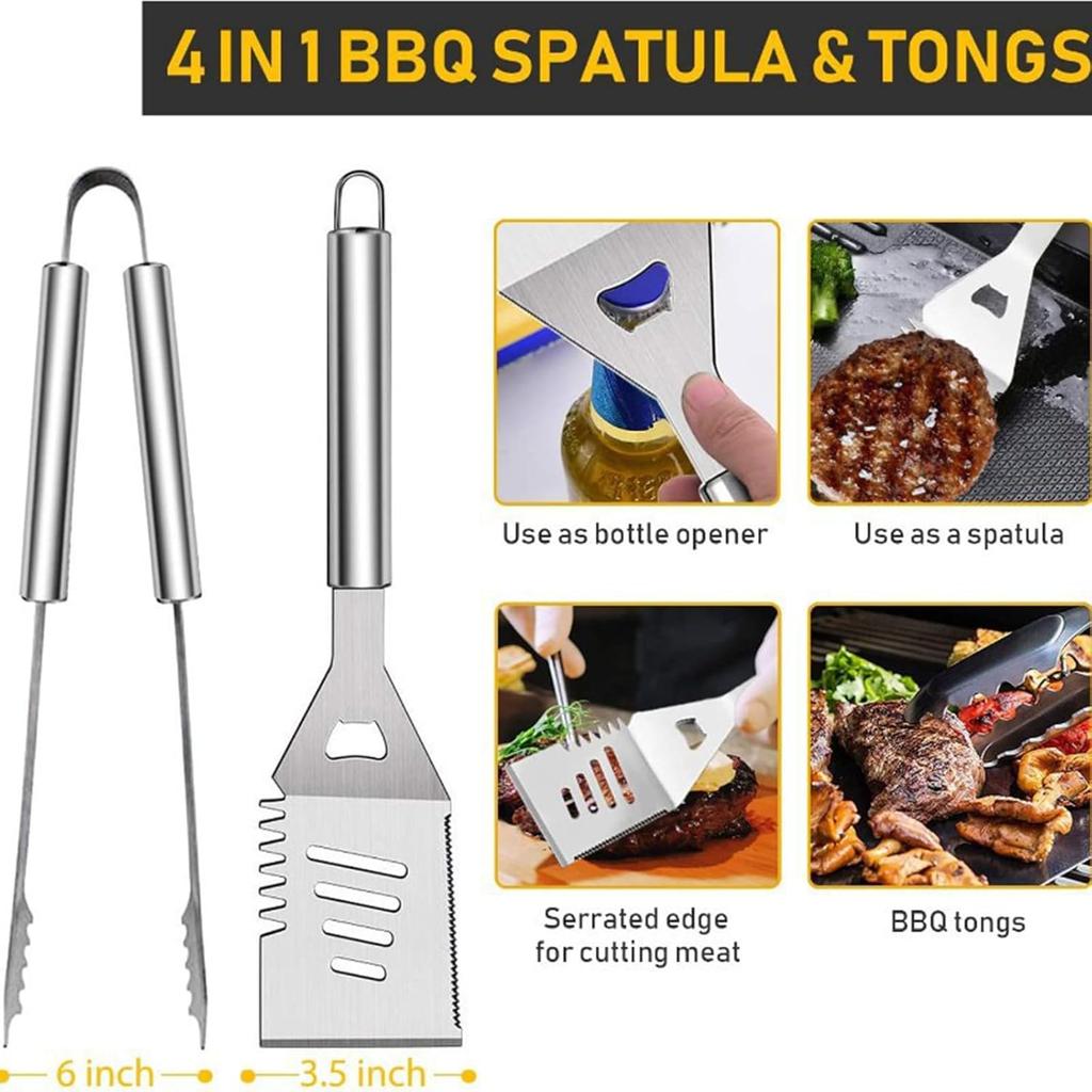 Barbecue Grill Tools Set - Stainless Steel BBQ Accessories with Storage Bag Men Women Outdoor Grilling Kit Barbecue Grill Utensils for Camping Party
