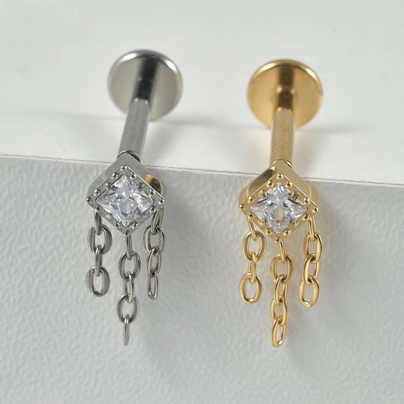 European-American F136 Titanium Bee Flower Push-in Ear & Lip Stud Piercing Jewelry