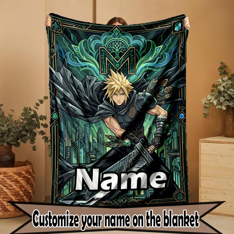 Custom Name Personalized Final Fantasy Print Blanket, Home Decor, Bedroom, Sofa, Camping, Couch, Gifts for Birthday Christmas