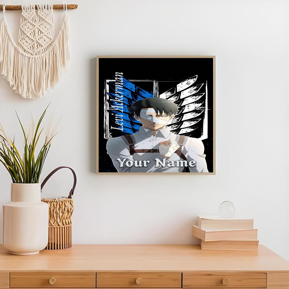 Attack Titan Customize Your Name Diamond Painting Round Diamond Rhinestones Mosaic Diamond Embroidery Wall Paintings Rhinestones Gift Frameless