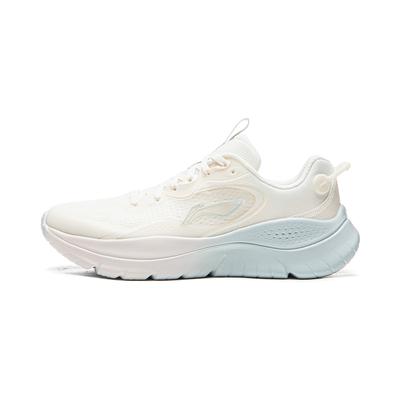 Li Ning Cushioning Slip Resistant Abrasion Resistant Lightweight Low Top Casual Running Shoes Women's Mist White ARSW108-1