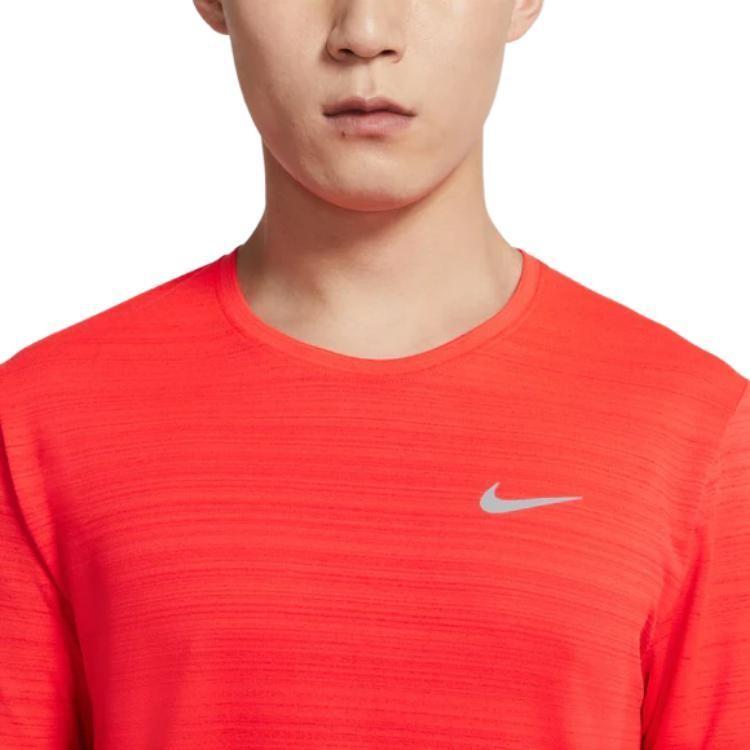 Nike Logo Printed Striped Quick-Dry Running T-Shirt for Men Orange