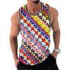 Sommar Rundhalsad 3D Retro Geometrisk Grafisk Tryckt Topp Moderiktig Casual Ärmlös Väst Herr T-shirts