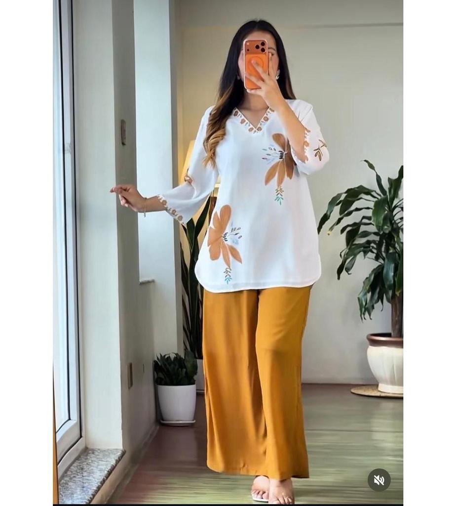 Beautifull Party Wear Designer Kurta Pant Cord Set Indian Women Bollywood Top Tunic Kurti