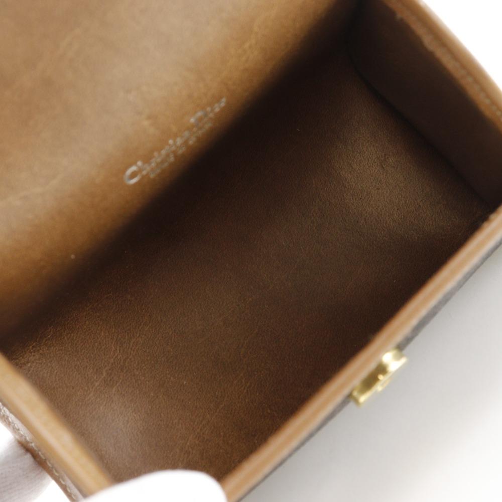 Dior Honeycomb Pattern Pouch Novelty Brown PVC Unisex Used