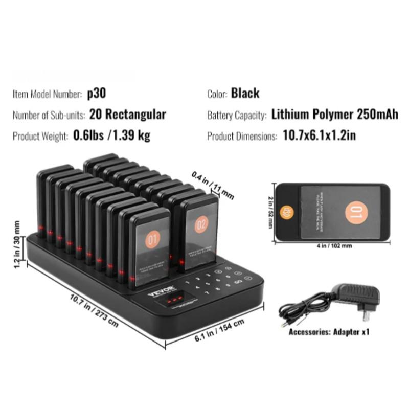 Restaurant Customer Service Pager System Wireless Range Lineup Waiting Queue Signal Guest Customer Calling Beepers