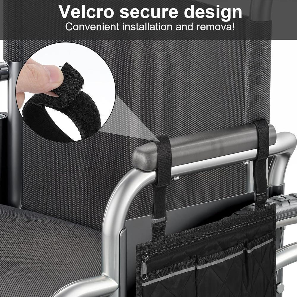 Rollstuhl Armlehne Seitliche Aufbewahrungstasche Tragbare Tasche Wasserdichte Beuteltasche Großes Fassungsvermögen Gehhilfe Multifunktionale Organizer-Tasche