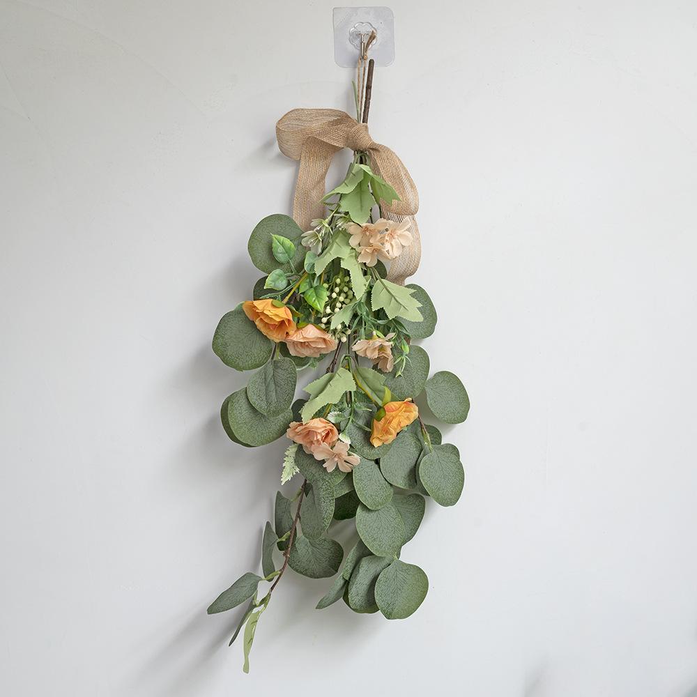 Simulation Rose Peony Wall Hanging Eucalyptus Leaves Simulation Leaves Hanging Down Home Hotel Wall Decoration Hanging Jewelry