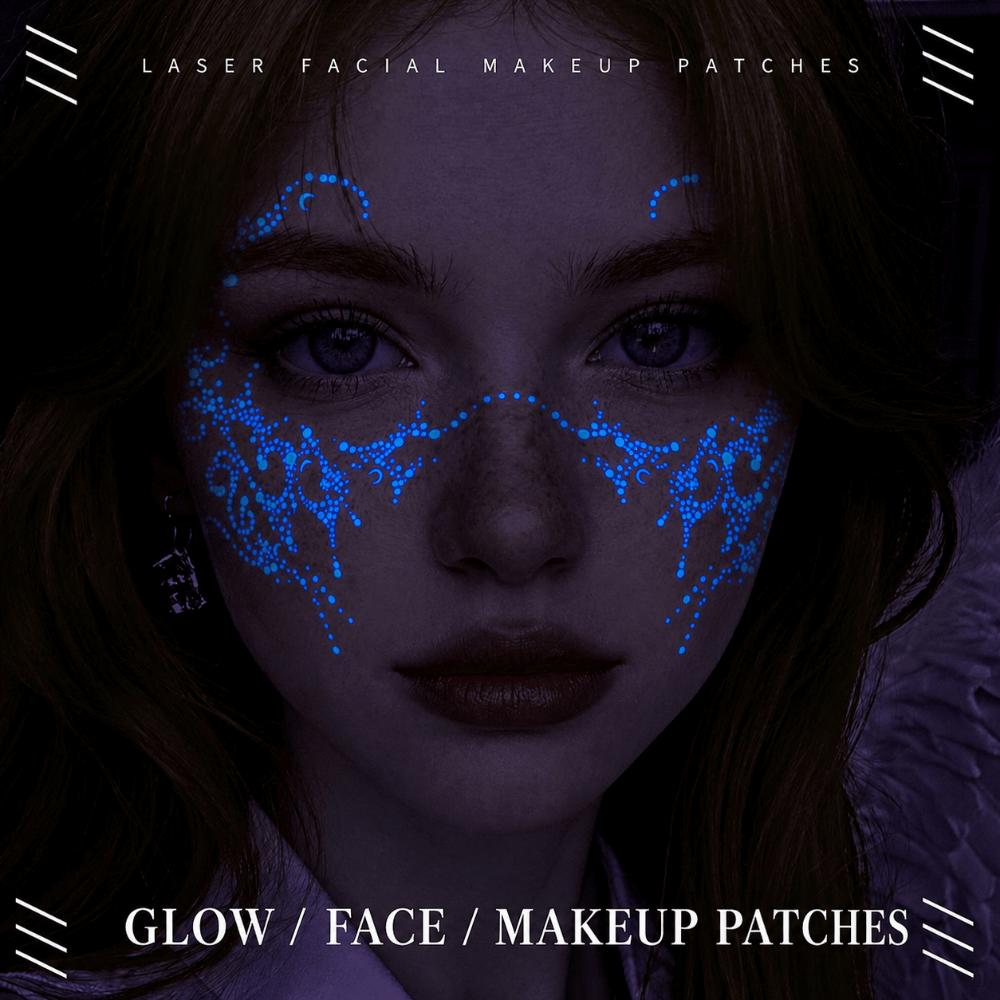 Tricolor Halloween Temporary Tattoos Luminous Waterproof Tattoos Face Tattoos  Halloween Supplies