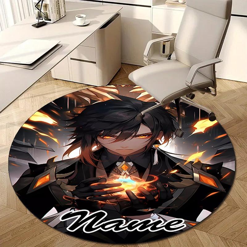 Personalized Genshin Impact Round Chair Office Rug - Perfect for Mat, Office Chair & More - Ideal Gift for Birthdays and Holidays