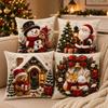 3D Christmas Pillow Cover Square Cotton Linen Decorative Cushion Case Sofa Living Room Holiday Gift