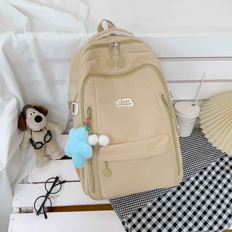 Schoolbag1011 Casual Backpack Male Female Junior High School Backpack College Student Simple School Bag Outdoor Travel Commuter Women's Bag