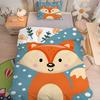 Cute Fox Bedding Set,Fox Print Patchwork Duvet Cover for Kids Teens Boys Girls, Lovely Animals Comforter Cover Decorative Room