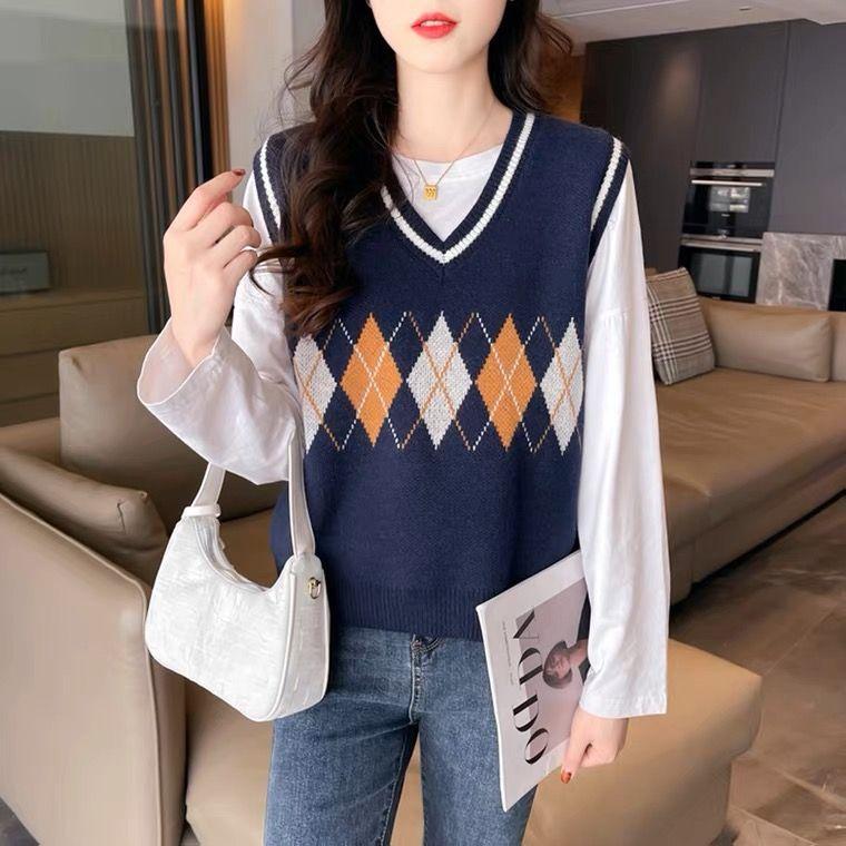 2023 Autumn New Fashion Sweater Tank Top V-Neck Knitted Vest Girl