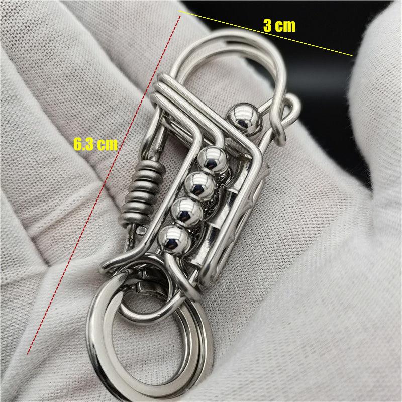 Stainless Steel Handicraft Key Ring Hanging Pendant Matte Bead Trinket Card Bag Keyring Creative Lovers Gift Small Decoration