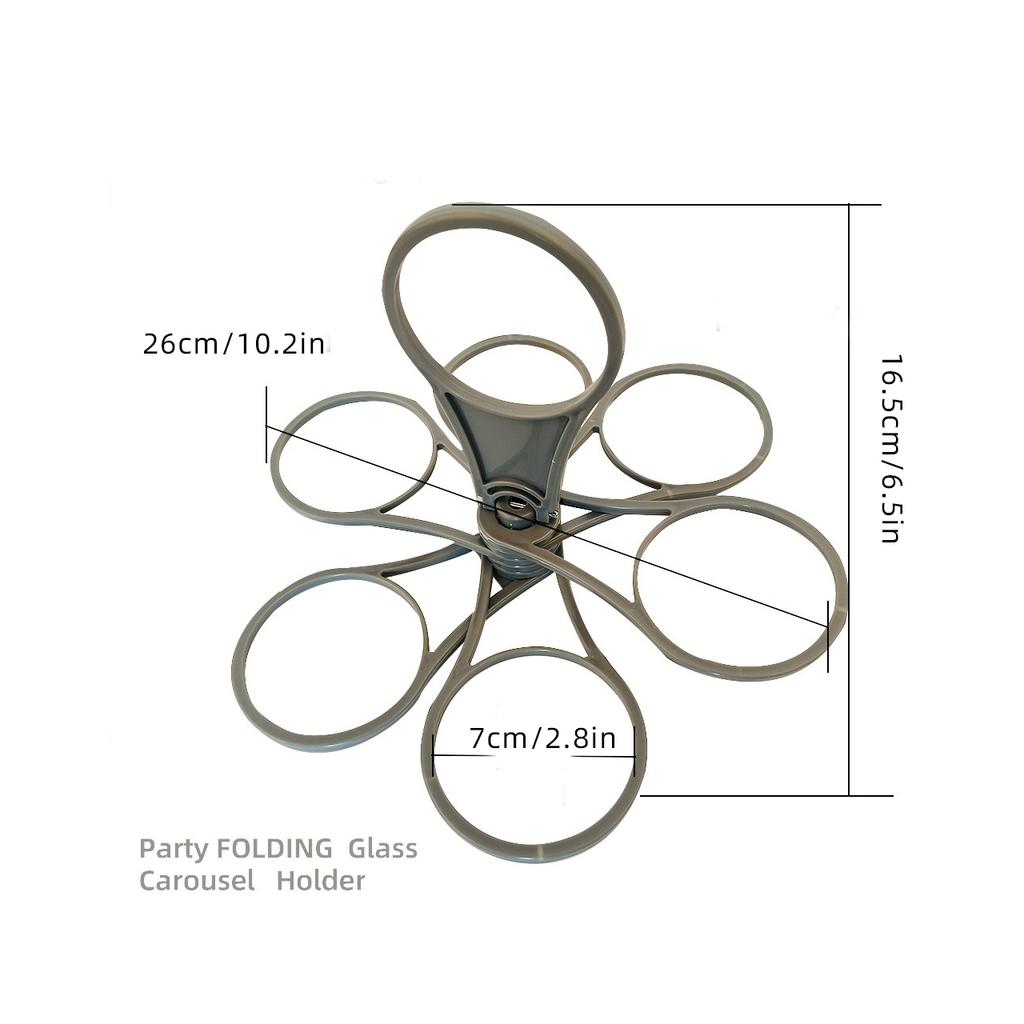 Creative Party Folding 6 Cups Holder Portable Rotating Coffee Drinking Bottles Bracket KTV Handheld Cocktail Wine Storage Rack